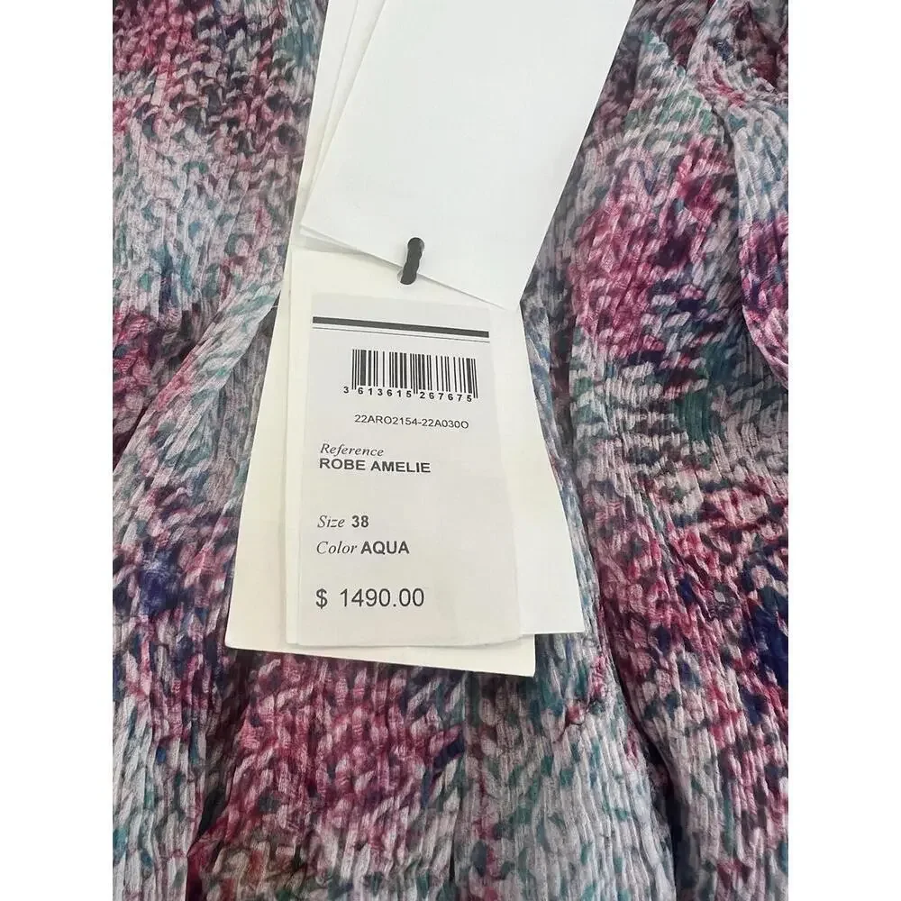 $1490 Isabel Marant Silk Ruffle Mini Aqua Dress Size 38(6) - Picture 8 of 11